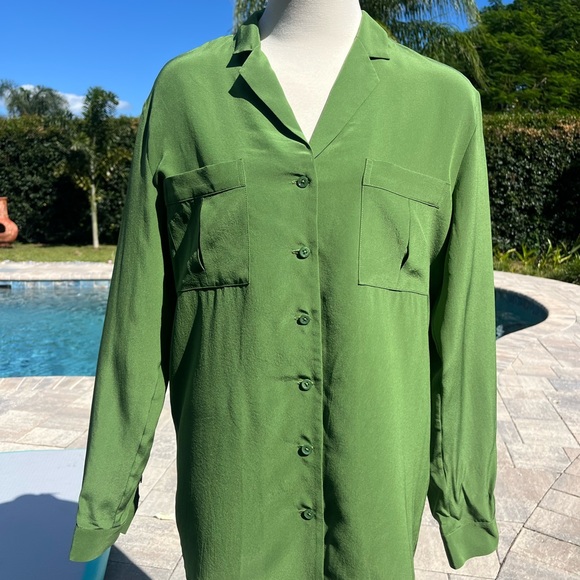 LilySilk Green Long Sleeve Blouse - Picture 2 of 16